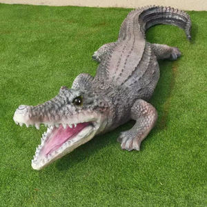 Escultura de <span class=keywords><strong>animal</strong></span> de cocodrilo de resina de fibra de vidrio gigante de jardín personalizado con dispositivo deslizante de cabeza de cocodrilo - Product Image 2