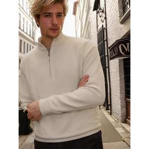 <span class=keywords><strong>Pull</strong></span> en maille <span class=keywords><strong>pour</strong></span> homme, style américain, col semi-montant zippé, en polyester et terylène, hiver, lavable en machine, coupe ajustée, robuste - Product Image 2