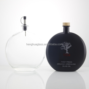 Bouteille en <span class=keywords><strong>verre</strong></span> plat et rond pour huile d'olive, liqueur, spiritueux, whisky, brandy, vodka, alcool, avec bouchon, <span class=keywords><strong>50cl</strong></span>, 500ml, 16oz - Vente chaude - Product Image 4