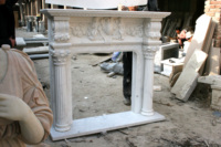 Décoration de maison classique européenne Cheminée en pierre décorative murale moderne sculptée à la main personnalisée Cheminée en marbre moderne avec colonne pilier