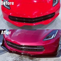 Kit de lèvres avant en plastique Haosheng Z06, aspect fibre de carbone, 5 pièces, pour Chevrolet Corvette C7 2014-2019