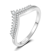 Bague Princesse Couronne en Argent Sterling 925 avec Moissanite, Style Coréen Tendance