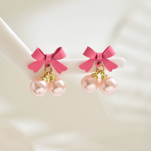 Nuovi <span class=keywords><strong>Orecchini</strong></span> Semplici e Trendy a Catena <span class=keywords><strong>con</strong></span> Fiocco Rosa e Pendente a Goccia di <span class=keywords><strong>Perla</strong></span>, Placcati in <span class=keywords><strong>Oro</strong></span>, a Forma di Cuore, Regalo per Donne e Ragazze - Product Image 3