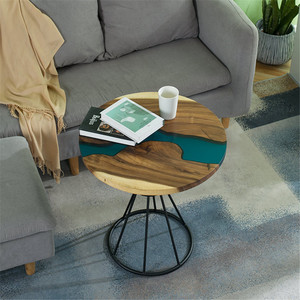 Tavolo da tavolo in resina epossidica in legno in stile nordico soggiorno da pranzo <span class=keywords><strong>tavolino</strong></span> <span class=keywords><strong>rotondo</strong></span> gambe tavolo moderno fiume - Product Image 4