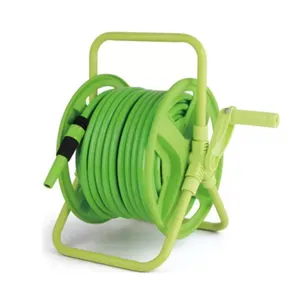 Garden Hose Reel 82ft x 1/2" with 8 PHose Nozzle, Wall Mounted Water Hose Reel Automatic Rewind