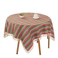Nappe haut de gamme en mélange coton-lin de style français, motif géométrique, anti-poussière, personnalisable, design minimaliste pour