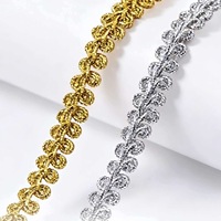 Ruban décoratif en polyester de 1 cm de largeur, technique filigrane cuir, or et argent, pour artisanat, mariage et décoration intérieure