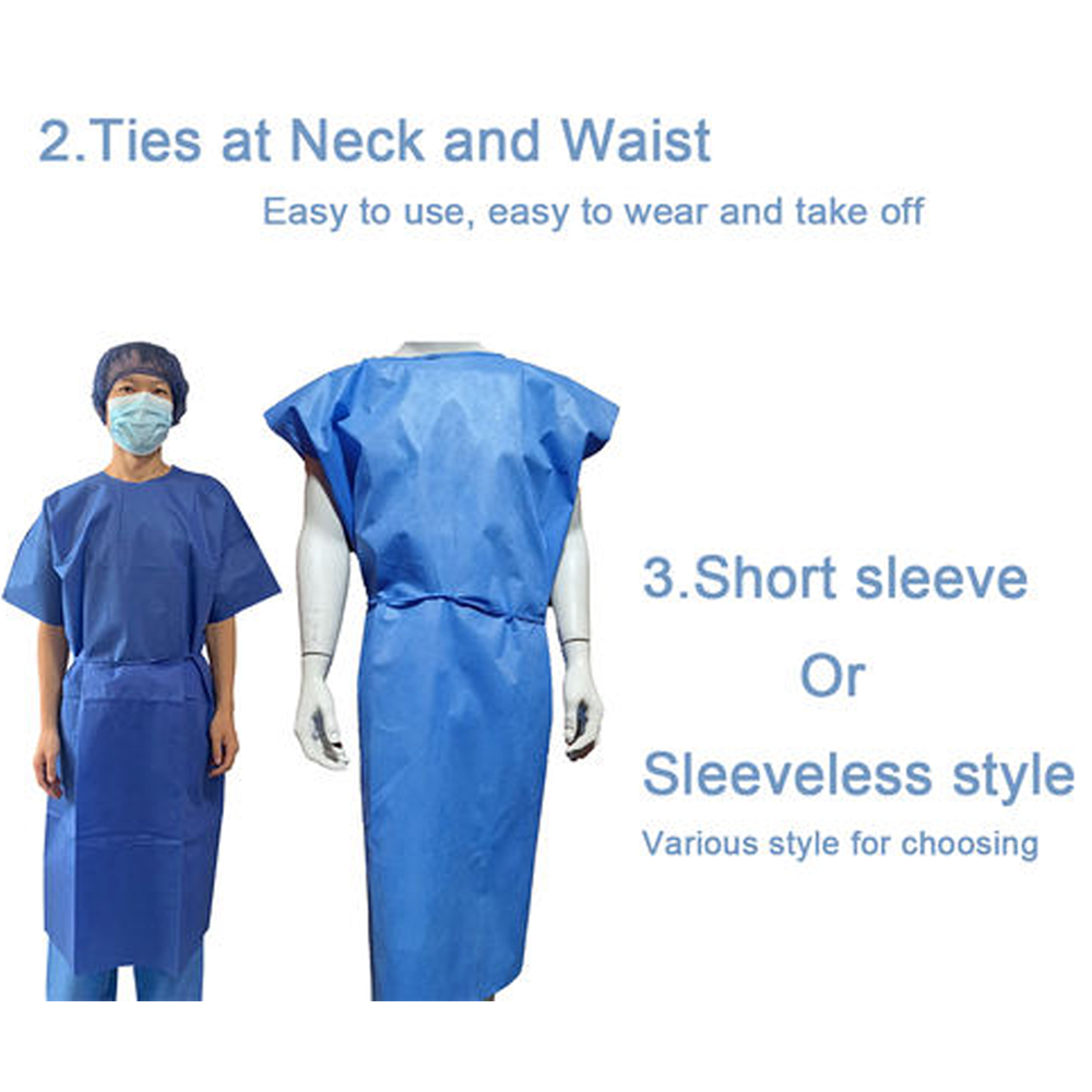 Медицинская униформа, одноразовый нетканый халат для пациента, водонепроницаемая фабрика, оптовая продажа