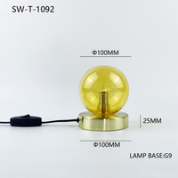 Lampe de table de luxe décorative en verre de haute qualité avec interrupteur de prise en métal pour restaurant