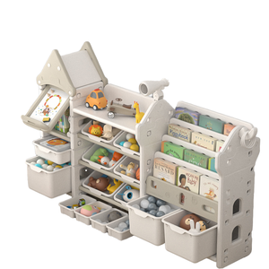ชั้นวางของเล่นเด็กแบบหลายชั้น ชั้นวางหนังสือในบ้าน และตู้เก็บของพร้อมกระดานวาดภาพ ลายการ์ตูนสำหรับเด็ก - Product Image 5
