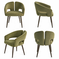 Fauteuil de salle à manger rembourré DM, OEM ODM, couleur et dimensions personnalisables, dossier découpé, chaise en velours pour projets hôteliers et de restaurants
