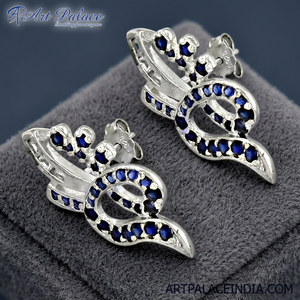 Creative Sapphire 925 Sterling <b>Silver</b> <b>Stud</b> <b>Earrings</b> for Women - Product Image 3