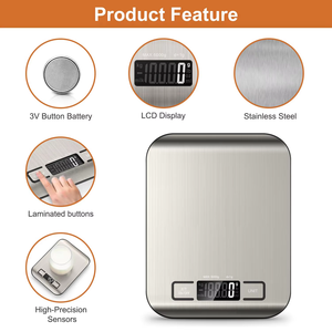 Hot bán 5kg/10kg 1g điện tử hộ gia đình thép không gỉ nhà bếp có trọng lượng quy mô LCD hiển thị với pin cung cấp điện - Product Image 6