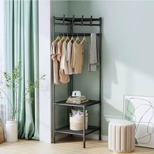 Hoogwaardige Metalen Hoekjas En Kledingrek Met Dubbele Lagen Vloer Staande Schoenenopbergplank - Product Image 2