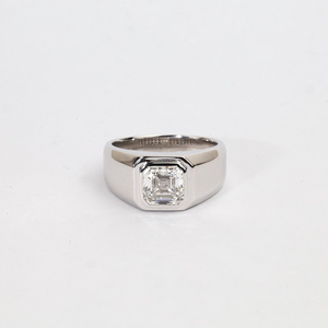 Anillo de sello con diamante cultivado en laboratorio, engaste de oro macizo, para el anillo de la meñique o el anillo indicador, anillo de boda minimalista para hombre, elegante regalo para él. - Product Image 2