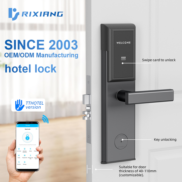 Tthotel Pro Smart Hotel Lock System RFID Stainless Steel Keyless Smart Lock for for Wood Aluminum Doors Access Control