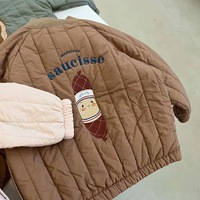 Veste de baseball matelassée en laine mélangée à imprimé de dessin animé pour l'automne et l'hiver avec rembourrage en coton à 90% pour enfants unisexes de 1 à 7 ans