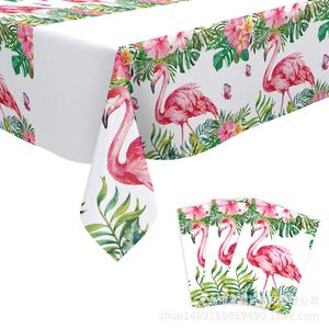 Ensemble de vaisselle de fête sur le thème du flamant rose hawaïen, thème tropical Luau, assiettes en papier, gobelets, serviettes, 40-60 pièces, respectueux de l'environnement - Product Image 4