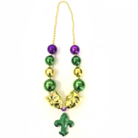 Collier de perles géantes Mardi Gras en gros, très demandé, avec masque et fléchettes de saints pour les célébrations de carnaval