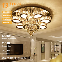 Lustre LED de luxe moderne en cristal K9, design floral, pour salon, salle à manger, chambre, avec télécommande, plafonnier rond à montage en surface