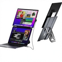 Moniteur portable ultra-fin Officeworks 16 pouces FHD 1200P USB-C avec support rétractable et haut-parleurs, écran d'ordinateur portable Plug-and-Play
