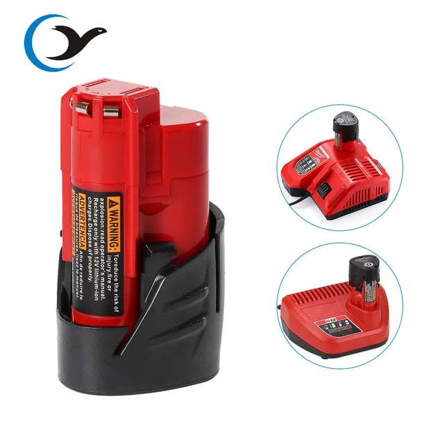 Best Rechargeable Battery M12A 12V 2500mAh Power Tool Li-ion Battery for Milwaukees M12 C12 48-11-2411 Replacement Battery