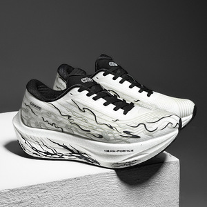 Nouvelle collection automne : Chaussures de sport pour homme, tissées, lumineuses, à lacets, en maille, avec plaque de carbone Popcorn, semelle épaisse, absorption des chocs et rebond, pour la course et le sport de haute performance, modèle couple. - Product Image 1