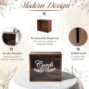 Honey Moon Fund and Card Boîte en <span class=keywords><strong>bois</strong></span> rustique avec guirlande florale mixte pour mariages anniversaires Graduations Baby - Product Image 3