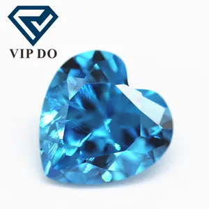5A quality 3*3mm-12*12mm aqua blue/blue topaz heart cut cubic zirconia CZ gems synthetic diamond cut heart shape zirconia stone