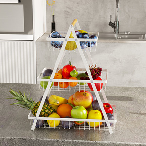 Moderno y Clásico Estante de Almacenamiento de Frutas para Escritorio, de Tres Niveles, con Drenaje, para el Hogar - Product Image 1