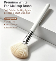 Pinceau éventail en poils de chèvre naturels super doux et moelleux, marque privée, pour fard à joues, poudre, maquillage du visage, kit d'outils cosmétiques