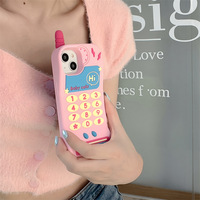 Casing HP Bentuk Telepon Rumah Kreatif Lucu Terbaru untuk iPhone 13 14 15 16 17 Pro Max TPU Anti Benturan