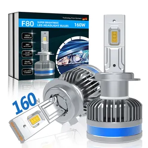 2023 New F80 160W 40000lm h3 h4 h7 h11 h13 9005 9006 3000K 4500K 6500K 8000K Motorcycle light car fog light LED Headlight Bulb