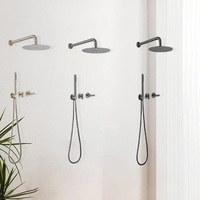 Ensemble mitigeur de douche moderne Ensemble de robinet de douche dissimulé en laiton Ensemble de douche rond à double poignée Système de douche de salle de bains à effet de pluie