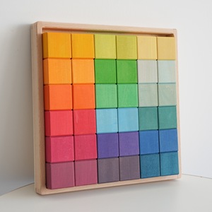 Khảm Cầu Vồng Mở Dựa Xây Dựng Đồ Chơi Gỗ Vuông Basswood Dip Nhuộm Giáo Dục Học Tập Sớm Cho Trẻ Em 5 Để 7 Năm - Product Image 2