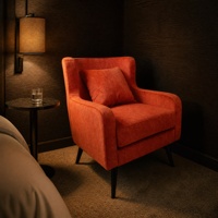 Fauteuil d'appoint moderne avec coussin lombaire, fauteuil rembourré pour salon, chambre à coucher, fauteuil lounge en tissu avec pieds en bois