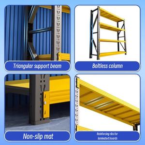Benutzer definierte schwarz-gelbe 4-stufige Metall lager regal mittelschwere Stahl regale 200 kg Schicht für Garagen und Lager - Product Image 2