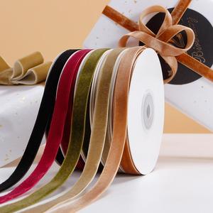 고밀도 레드 벨벳 리본 5/8 몰려 테이프 DIY 크리스마스 활 의류 액세서리 벨벳 다채로운 리본 - Product Image 2