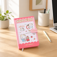 Cuaderno de Tapa Dura con Encuadernación Térmica, Diseño de Gato de Dibujos Animados, 32K B5, 132 Hojas, 80GSM, Kawaii, Diario, Regalo Escolar para Niños y Estudiantes