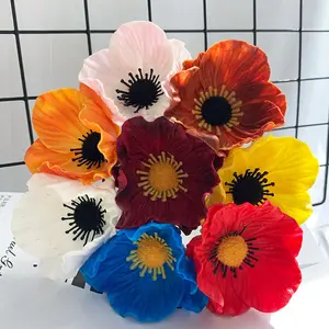 Decoração de flores artificiais PU Poppy para escritório doméstico de casamento