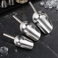 Cuillère à glace en métal avec logo personnalisé OEM, accessoires de bar en acier inoxydable épaissi, 100 % contrôle qualité, approvisionnement unique