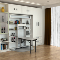 Lit Murphy en bois massif avec mécanisme pivotant silencieux et vertical, gain de place, table de bureau escamotable murale multifonctionnelle