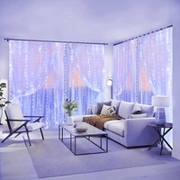 Luces de Cortina Navideñas de 3x3m, Luz Blanca Fría, Control Remoto USB, 8 Modos, Cable de Cobre, Guirnalda de Luces para Ventana, Decoración Navideña