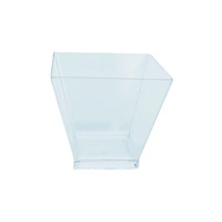Élégant bol à dessert en verre trapézoïdal incliné de 60 ml, en plastique PS transparent, pour les présentations de buffets et de réceptions de mariage