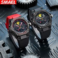 SMAEL Herren-Armbanduhr mit Silikonband, modische LED-Digitaluhr, wasserdicht, Kalender, Countdown, elektronische Uhr, Reloj Hombre