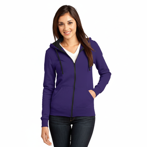 Sudadera con capucha con cremallera frontal personalizada de Otoño de fabricante al por mayor para mujer a prueba de viento ecológica cálida y relajada cómoda 100% algodón - Product Image 1