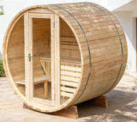 Vente flash : Ensemble de sauna de jardin en bois massif pour 4 personnes avec porte en verre