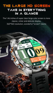 Montre connectée de fitness pour hommes KT80 2025 avec lampe de poche, appels Bluetooth, écran 1,46 pouce, étanche, batterie 515 mAh, montre de sport intelligente - Product Image 4
