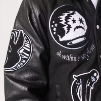 Veste bomber en cuir pour homme, style streetwear, avec broderie en chenille de haute qualité, logo personnalisé, patchwork, lettres, pour l'hiver
