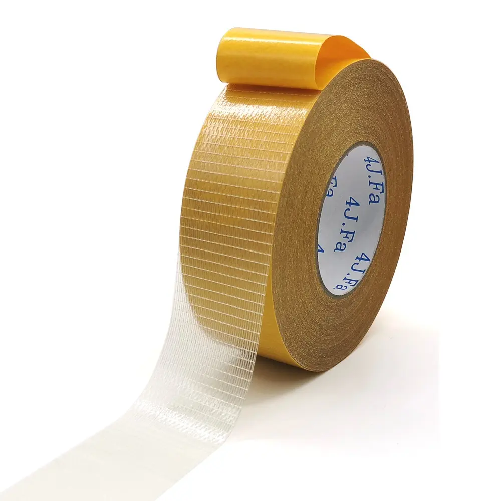 Double Sided Self粘着Fiber Mesh Tape With Yellow Release Paper Liner